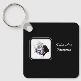 Chic Black and White Silhouette Hair Stylist  Schlüsselanhänger