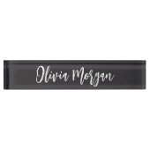 Chic Black and White Sketched Curry Script Name Namensplakette (Vorderseite)