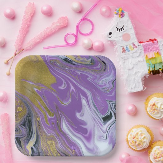 Chic Black and White Square Paper Plate Pappteller (Party)