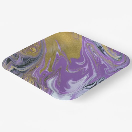 Chic Black and White Square Paper Plate Pappteller (Gewinkelt)