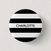 Chic black and white streifen individuelle Name mo Button (Vorderseite)