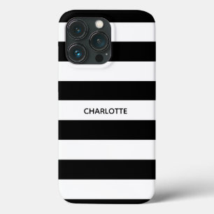Chic black and white streifen individuelle Name mo Case-Mate iPhone Hülle