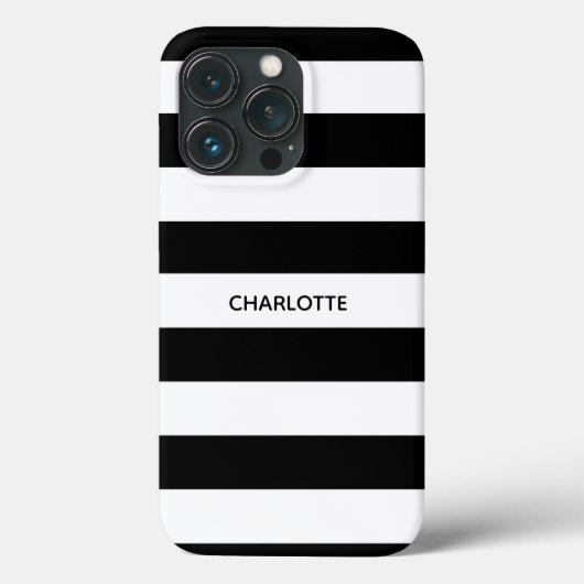 Chic black and white streifen individuelle Name mo Case-Mate iPhone Hülle (Rückseite)