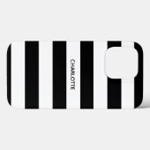 Chic black and white streifen individuelle Name mo Case-Mate iPhone Hülle (Rückseite (Horizontal))
