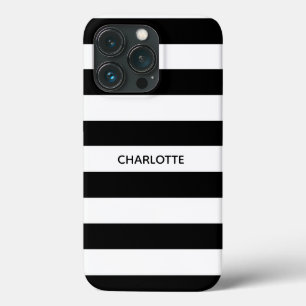 Chic black and white streifen individuelle Name mo Case-Mate iPhone Hülle