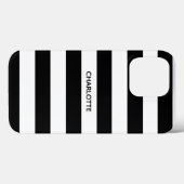 Chic black and white streifen individuelle Name mo Case-Mate iPhone Hülle (Rückseite (Horizontal))