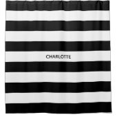 Chic black and white streifen individuelle Name mo Duschvorhang (Vorderseite)