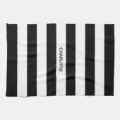 Chic black and white streifen individuelle Name mo Geschirrtuch (Horizontal)