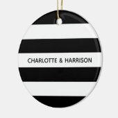 Chic black and white streifen individuelle Name mo Keramik Ornament (Links)