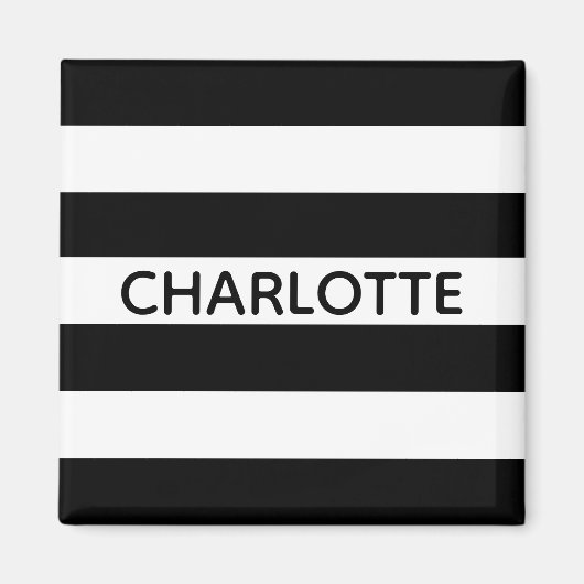 Chic black and white streifen individuelle Name mo Magnet (Vorne)