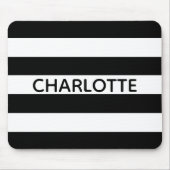 Chic black and white streifen individuelle Name mo Mousepad (Vorne)