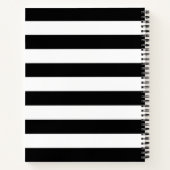 Chic black and white streifen individuelle Name mo Notizblock (Rückseite)