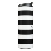 Chic black and white streifen individuelle Name mo Thermosbecher (Nach links gedreht)