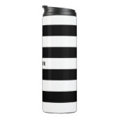 Chic black and white streifen individuelle Name mo Thermosbecher (Nach rechts gedreht)