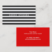 Chic Black and White Strip Modern Makeup Artist Visitenkarte (Vorne/Hinten)