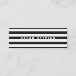Chic Black and White Strip Moderner Salon & Wellne Mini Visitenkarte