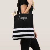 Chic Black and White Strip Tote Bag Tasche (Von Nahem)