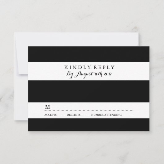 CHIC BLACK AND WHITE STRIPE RSVP CARDS (Vorderseite)