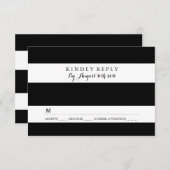 CHIC BLACK AND WHITE STRIPE RSVP CARDS (Vorne/Hinten)