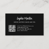 Chic Black and White Stripes and Bow | QR-Code Visitenkarte (Rückseite)