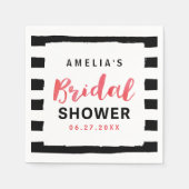 Chic Black and White Stripes Red Brautparty Serviette (Vorderseite)