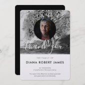 Chic Black and White Trees Foto Beileid Dankeskarte (Vorne/Hinten)