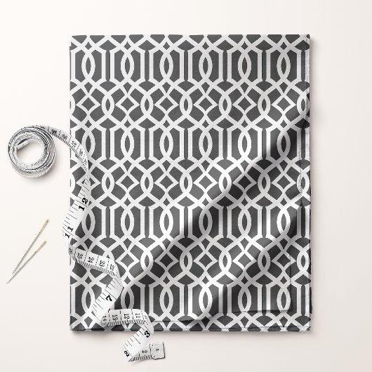 Chic Black and White Trellis Lattice Muster Stoff