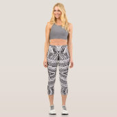 Chic Black and White Tribal Geometric Pattern Capri Leggings (Vorderseite)