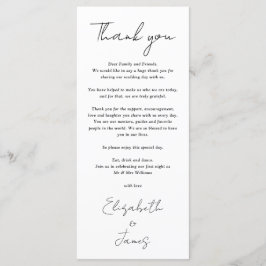 Chic Black and White Wedding Danke Platzkarte Menükarte