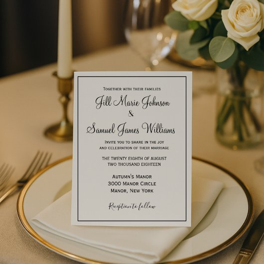 Chic Black and White Wedding Einladung