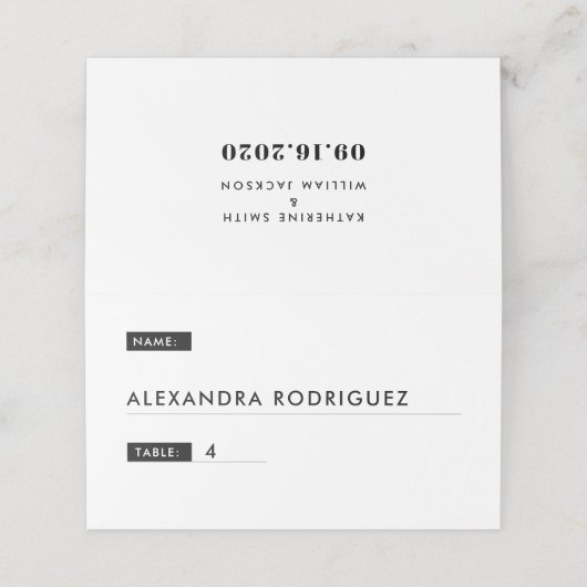 Chic Black and White Wedding Platzkarten (Außenseite Aufgefaltet)