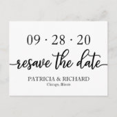 Chic Black and White Wedding Resave das Datum Postkarte (Vorderseite)