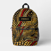 Chic Black and Yellow Pattern Modernes Monogramm Bedruckter Rucksack (Vorderseite)