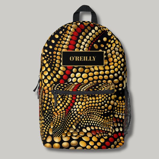 Chic Black and Yellow Pattern Modernes Monogramm Bedruckter Rucksack