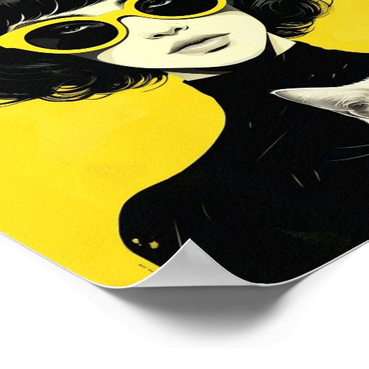 Chic Black and Yellow Retro Poster (Ecke)
