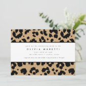 Chic Black Animal Print Leopard Baby Dusche Einladung (Stehend Vorderseite)