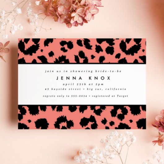 Chic Black Animal Print Leopard Brautparty Einladung