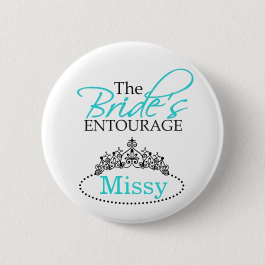 Chic Black Aqua The Bride's Entourage Brautparty Button (Vorderseite)