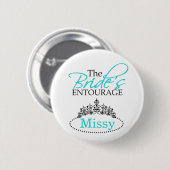 Chic Black Aqua The Bride's Entourage Brautparty Button (Vorne & Hinten)