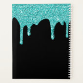 Chic Black Aquamarin Glitzer Dripping Luxus Planer (Rückseite)