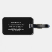 Chic Black Aquamarin Green Monogram Script Name St Gepäckanhänger (Rückseite horizontal)