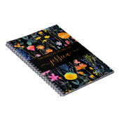 Chic Black Aquarell Wildblumen Name Rezept Notizblock (Rechte Seite)