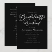 Chic Black Bachelorette Weekend Minimalist Einladung (Vorne/Hinten)