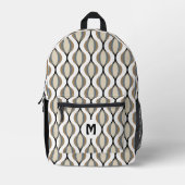 Chic Black Beige Grau Midjahrhundert Waves Muster Bedruckter Rucksack (Vorderseite)