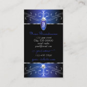 Chic Black Blue Lila Verzierte Ornamente Initialen Visitenkarte (Rückseite)