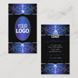 Chic Black Blue Lila Verzierte Ornamente mit Logo Visitenkarte