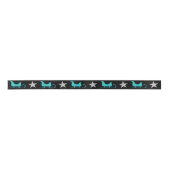 Chic Black Blue Sleigh Silver Star Glitzer Muster Satinband (Vorderseite)
