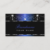 Chic Black Blue Squiggles Ornaments Sparkle Jewels Visitenkarte (Vorderseite)