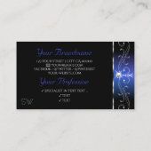 Chic Black Blue Squiggles Sparkle Jewels Initials Visitenkarte (Rückseite)