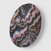 Chic Black Blue Violet Lila Gold Marmor Muster Große Wanduhr (Winkel)